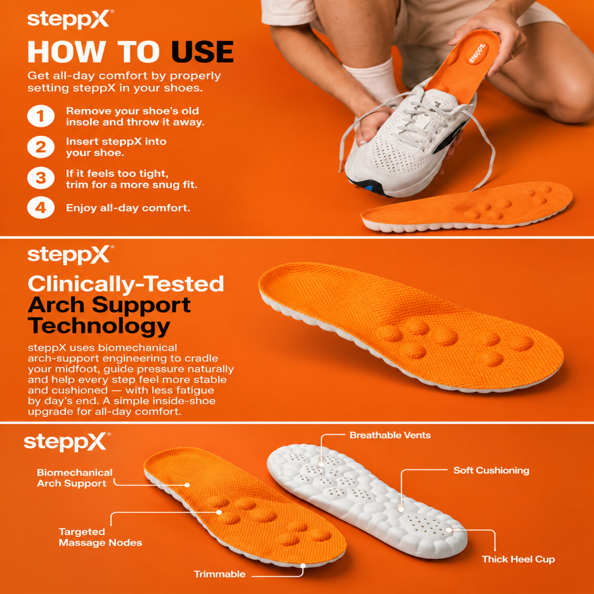 SteppX 4D Cloud — Healthy Sport Barefoot Insolesˢˣ
