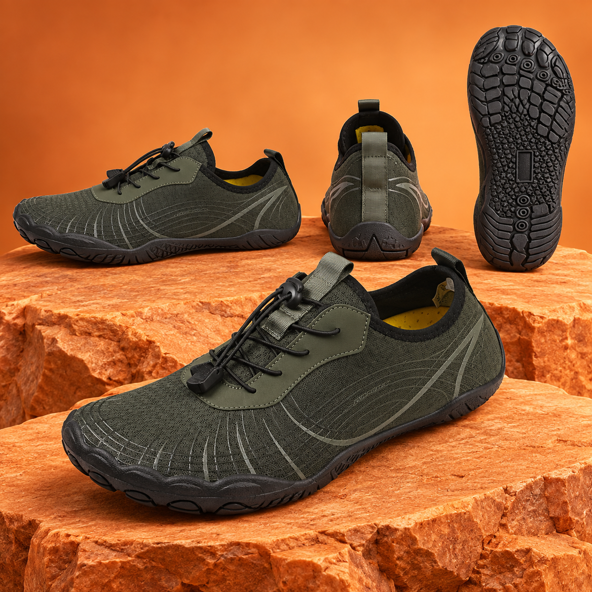 SteppX L2028 army green multiple angles on orange background