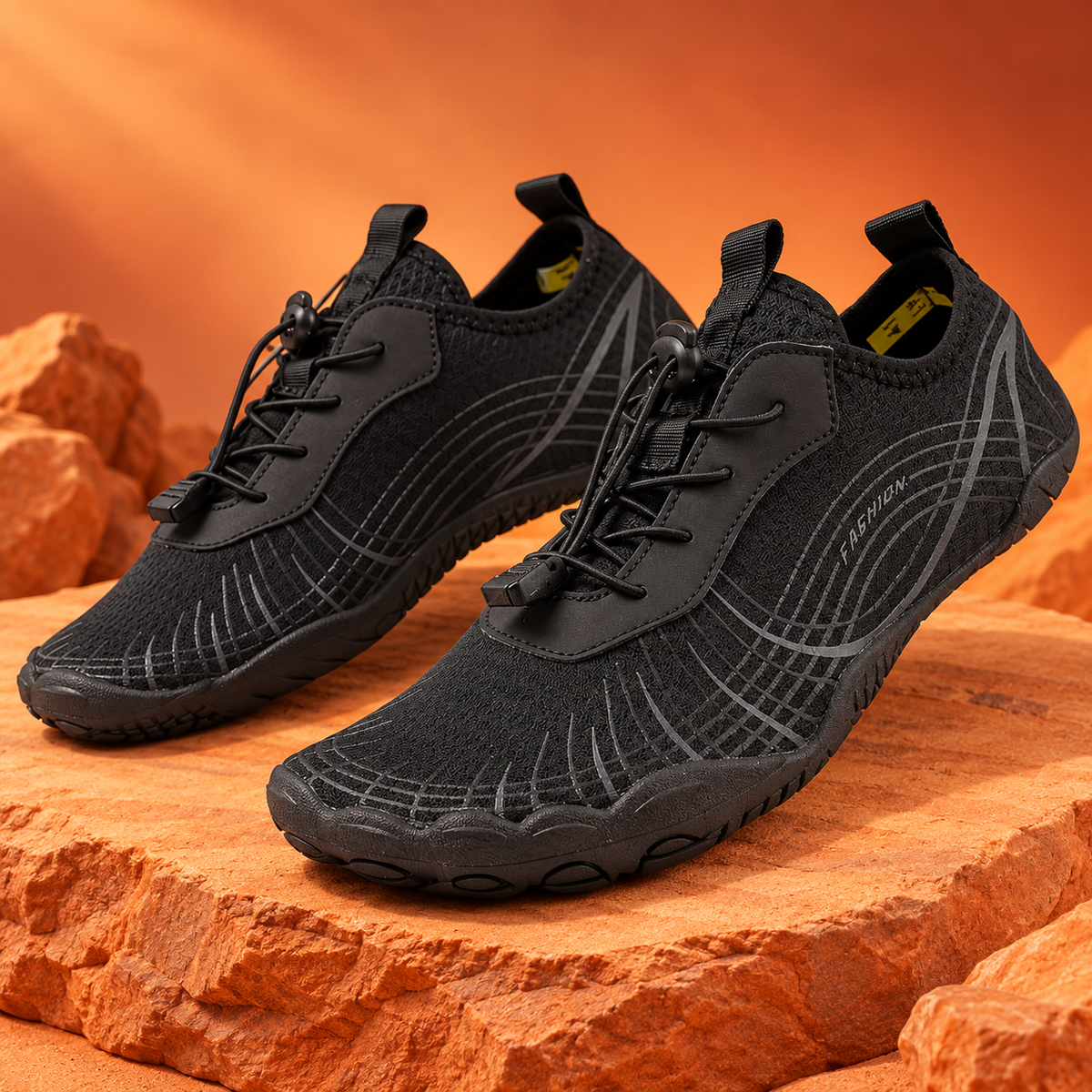 SteppX L2028 black hero on orange background